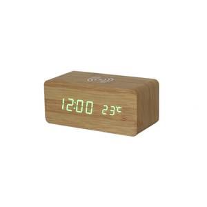 NEW CREATIVE GIFTS INTERNATIONAL bamboo wireless phone charger/digital clock in